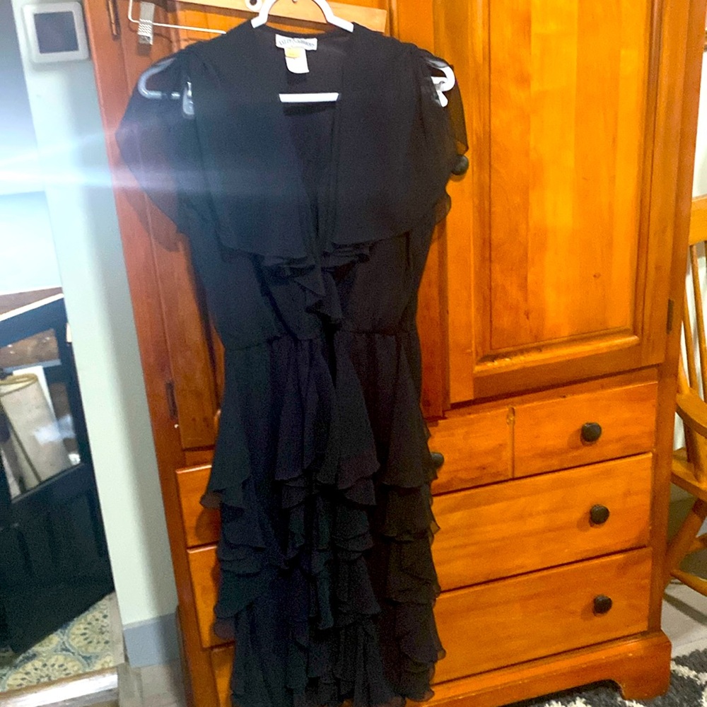 LIZZY & JOHNNY By LUCERO• Size 6• MIDI Sheer Black Lined Vintage Dress